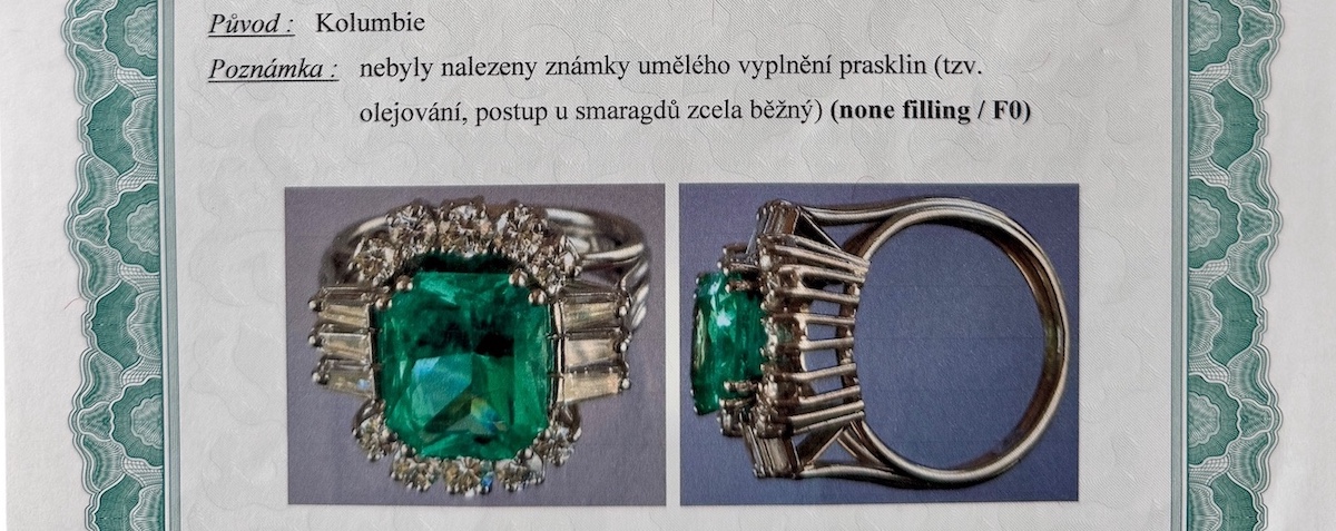 Certifikát - Kolumbie